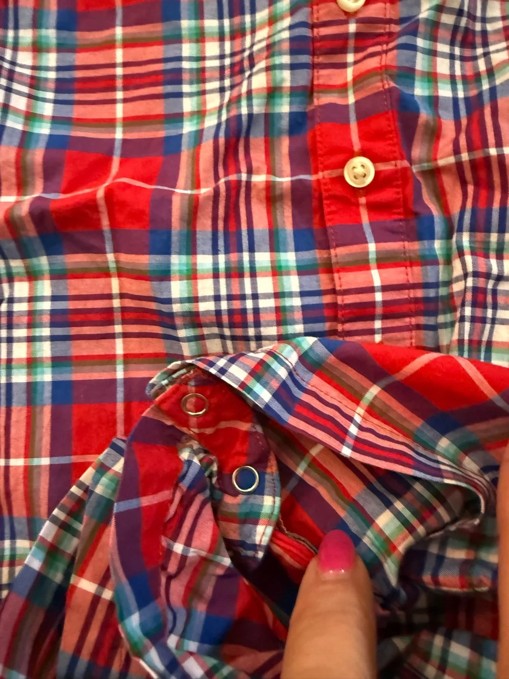Classic Red Plaid Short-Sleeve Button-Up Romper size 24 months